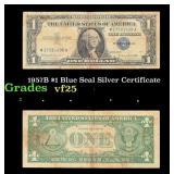 1957B $1 Blue Seal Silver Certificate Grades vf+