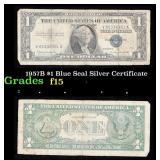 1957B $1 Blue Seal Silver Certificate Grades f+