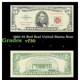 1963 $5 Red Seal United States Note Grades vf++