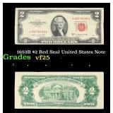 1953B $2 Red Seal United States Note Grades vf+