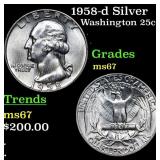 1958-d Washington Quarter Silver 25c Grades GEM++