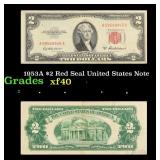 1953A $2 Red Seal United States Note Grades xf