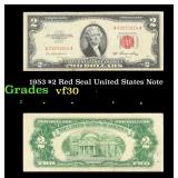 1953 $2 Red Seal United States Note Grades vf++