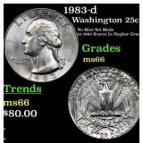 1983-d Washington Quarter 25c Grades GEM+ Unc