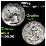 1965-p Washington Quarter 25c Grades GEM++ Unc