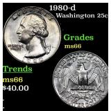 1980-d Washington Quarter 25c Grades GEM+ Unc