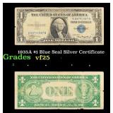 1935A $1 Blue Seal Silver Certificate Grades vf+