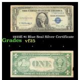 1935E $1 Blue Seal Silver Certificate Grades vf+