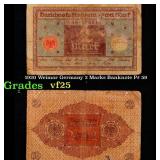1920 Weimar Germany 2 Marks Banknote P# 59 Grades