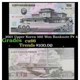 2007 Upper Korea 500 Won Banknote P# 44c Grades Ge