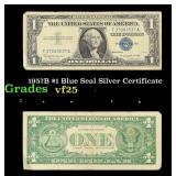 1957B $1 Blue Seal Silver Certificate Grades vf+