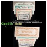 Lot of 5 Japanese WWII Invasion Money "JIM" Notes,