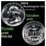 Proof 1964 Washington Quarter 25c Grades GEM++ Pro