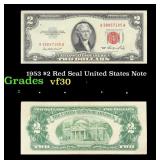 1953 $2 Red Seal United States Note Grades vf++