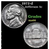 1972-d Jefferson Nickel 5c Grades GEM+ Unc
