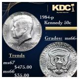 1984-p Kennedy Half Dollar 50c Grades GEM++ Unc