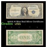 1935A $1 Blue Seal Silver Certificate Grades vf+