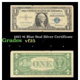 1957 $1 Blue Seal Silver Certificate Grades vf+
