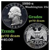 Proof 1986-s Washington Quarter 25c Grades GEM++ P
