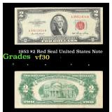 1953 $2 Red Seal United States Note Grades vf++