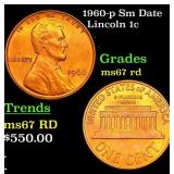 1960-p Sm Date Lincoln Cent 1c Grades GEM++ Unc RD