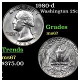 1980-d Washington Quarter 25c Grades GEM++ Unc