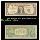 1957 $1 Blue Seal Silver Certificate Grades vf+