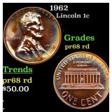 Proof 1962 Lincoln Cent 1c Grades Gem++ Proof Red
