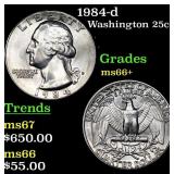 1984-d Washington Quarter 25c Grades GEM++ Unc
