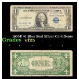 1935D $1 Blue Seal Silver Certificate Grades vf+