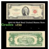 1953 $2 Red Seal United States Note Grades vf++