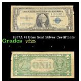 1957A $1 Blue Seal Silver Certificate Grades vf+