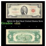 1953A $2 Red Seal United States Note Grades vf+