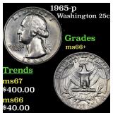 1965-p Washington Quarter 25c Grades GEM++ Unc
