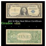 1957 $1 Blue Seal Silver Certificate Grades vf+