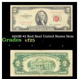 1953B $2 Red Seal United States Note Grades vf+