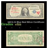1957A $1 Blue Seal Silver Certificate Grades vf+