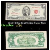 1953 $2 Red Seal United States Note Grades vf++