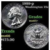 1989-p Washington Quarter 25c Grades GEM+ Unc