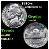 1970-s Jefferson Nickel 5c Grades GEM+ Unc
