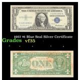1957 $1 Blue Seal Silver Certificate Grades vf++