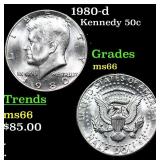 1980-d Kennedy Half Dollar 50c Grades GEM+ Unc