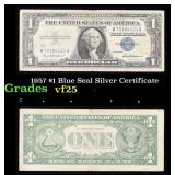 1957 $1 Blue Seal Silver Certificate Grades vf+