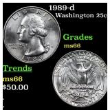 1989-d Washington Quarter 25c Grades GEM+ Unc