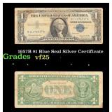 1957B $1 Blue Seal Silver Certificate Grades vf+