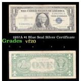 1957A $1 Blue Seal Silver Certificate Grades vf, v