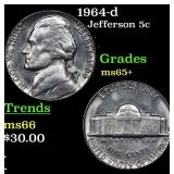 1964-d Jefferson Nickel 5c Grades GEM+ Unc