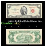 1953 $2 Red Seal United States Note Grades vf++