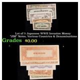 Lot of 5 Japanese WWII Invasion Money "JIM" Notes,