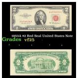 1953A $2 Red Seal United States Note Grades vf+